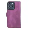Apple iPhone 13 Pro Uyumlu Deri Cüzdanlı Kılıf Rustik Mor