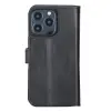 Apple iPhone 13 Pro Uyumlu Deri Cüzdanlı Kılıf Rustik Siyah