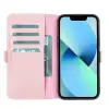 Apple iPhone 13 Pro Uyumlu Deri Cüzdanlı Kılıf Toz Pembe