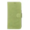 Apple iPhone 13 Uyumlu Deri Cüzdanlı Kılıf Antik yeşil