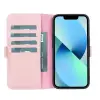 Apple iPhone 13 Uyumlu Deri Cüzdanlı Kılıf Toz Pembe