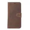 Apple iPhone 14 Pro Uyumlu Deri Cüzdanlı Kılıf MWWN G2 Kahve