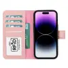Apple iPhone 15 Uyumlu Deri Cüzdanlı Kılıf MWWN NU2 Pembe