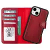 Apple iPhone 15 Uyumlu Deri Cüzdanlı Kılıf MWWN V4EF Kırmızı