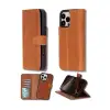 Apple iPhone 16 Pro uyumlu, Hakiki Deri, El Yapımı, Cüzdanlı Kılıf, Karamel
