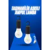 Askılı Kırılmaz Led Işık Kamp Bahçe Lambası Taşınabilir Led Ampul Şarjlı