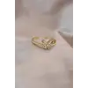 Ayarlamalı Altın Renk Metal Zirkon Taş ve Kristal Taşlı Kelebek Model Yüzük