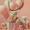 Ayıcık Desenli Pembe Küçük Boy Karton Hediye Çantası