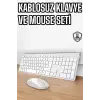Beyaz Kablosuz Klavye Fare Seti Kablosuz Fare USB Alıcı PC Uyumlu