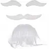 Beyaz Renk Kendinden Yapışkanlı Takma Sakal Bıyık ve Kaş Seti