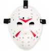 Beyaz Renk Kırmızı Çizgili Tam Yüz Hokey Jason Maskesi Hannibal Maskesi