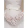 Beyaz Renk Kısa Dantelli Eldiven