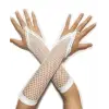 Beyaz Renk Parmak Arası File Örgü Eldiven 26 cm