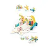 BIB6015 -Vardem Piyanolu 2 in 1 Bebek Yürüteci ve Tavşan Desenli Mavi Oyun Halısı