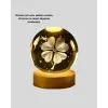 Bitki Temalı Led Işıklı Cam Küre Ahşap Standlı Modern Gece Lambası