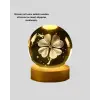 Bitki Temalı LED Işıklı Cam Küre Ahşap Standlı Modern Gece Lambası