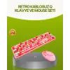 Bluetooth Retro Kablosuz Klavye ve Mouse Seti – 3 Cihaz Bağlantılı, Sessiz Tuş, Uzun Pil Ömrü