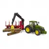 Bruder John Deere 7R 350 Traktör Kütük Taşıyan Römork BR03154