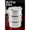 BX Sefer Tası Yemek Kabı Paslanmaz Çelik 3 Katlı 14 cm 3 LİTRE