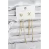 Çiçek Model Gold Pirinç Sallantılı Kadın Küpe