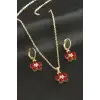 Çiçek Taşlı Set Kolye