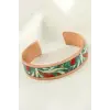 Çini Desenli Kalın Bakır Kelepçe Bileklik
