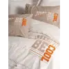 Cotton Box Mood Nakışlı Ranforce Çift Kişilik Nevresim Takımı Cool Kahve