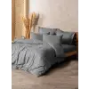 Cotton Box Plain Plaid Çift Kişilik Nevresim Takımı Gri