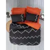 Cotton Box Puf Nakışlı Ranforce Çift Kişilik Nevresim Takımı Mirely Siyah Kiremit