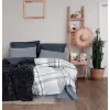 Cotton Box Trim Çift Kişilik Battaniyeli Nevresim Takımı Smooth Siyah