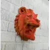 Dekoratif Asılabilir Aslan Başı 3D Duvar Heykeli Gold Red 20x21 cm