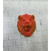 Dekoratif Asılabilir Aslan Başı 3D Duvar Heykeli Gold Red 20x21 cm