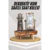 Deniz Feneri Kum Saati Ahşap Görünümlü Vintage Tarz Biblo