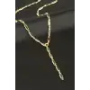 Dikdörtgen Zirkon Taşlı Y Kolye