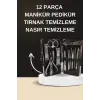 Elektrikli Manikür Pedikür Seti İkili Set 12 Parça Tırnak Bakımı Törpü Protez Çıkarma