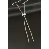 Fiyong Şerit Taşlı Çelik Y Kolye