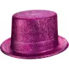 Fuşya Pembe Renk Parıltılı Simli Fötr Silindir Parti Şapkası
