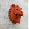 Gold Kırmızı Aslan Duvar Dekoru Asılabilir Hediyelik 3D Heykel 20x21 cm