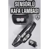 Kafa Lambası Kamp Lambası Sensörlü Şarjlı Ayarlanabilir