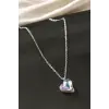 Kalp Taşlı Çelik Kolye