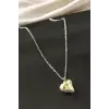 Kalp Taşlı Çelik Kolye