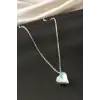Kalp Taşlı Çelik Kolye