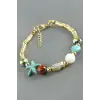 Karışık Turkuaz Taşlı Mineli Bileklik