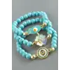 Karşık Figürlü Turkuaz Doğaltaş Bileklik
