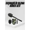 Katlanır Portatif Kazma Kürek Seti Portatif Çelik Taşıma Çantalı Pusulalı