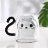 Kedi Figürlü Çift Cidarlı Cam Bardak