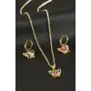 Kelebek Taşlı Set Kolye