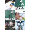 Kendiliğinden Işıklı Masaüstü Tripod Olabilen Telefon Tutuculu Kablosuz Kumandalı Selfie Çubuğu
