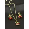 Kiraz Taşlı Set Kolye