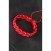 Kırmızı Örgü Deri Erkek Bileklik